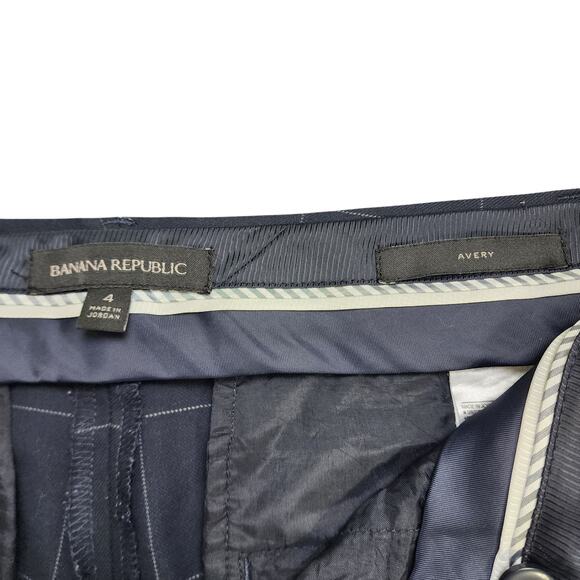 Banana Republic Womens Avery Straight Fit Ankle Pant Size 4 Navy Windowpane - Picture 8 of 14